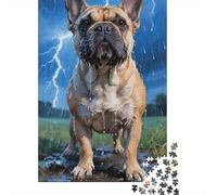 Puzzle Bouledogue français Qui 1000 Pièces pour Adultes,Atmosphère pluvieuse Un Jeu De Dexérité Très Difficile Puzzle en Bois Jeu ÉduChatif avec des Défis Un Jeu Cadeau Original 1000pcs (75x50cm)