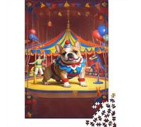 Puzzle Bouledogue français Qui Compte 1000 Pièces pour Adultes,Thématique de Cirque Un Jeu De Dexérité Très Difficile Puzzle en Bois Jeu ÉduChatif avec des Défis Jeu ÉduChatif 1000pcs (75x50cm)
