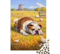 Puzzle Bouledogue Qui Compte 1000 Pièces pour Adultes,Champ de Campagne Un Jeu De Dexérité Très Difficile Puzzle en Bois Jeu ÉduChatif avec des Défis Un Jeu Cadeau Original 1000pcs (75x50cm)