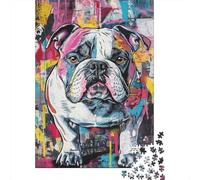 Puzzle Bouledogue Qui Compte 1000 Pièces pour Adultes,Coloré Un Jeu De Dexérité Très Difficile Puzzle en Bois Jeu ÉduChatif avec des Défis Un Jeu Cadeau Original 1000pcs (75x50cm)