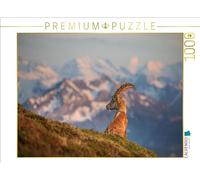 Puzzle · Bouquetin des Alpes | Bouquetin sur fond d'Alpes suisses · 1000 pièces · Format assemblé 64 × 48 cm · CALVENDO Puzzle
