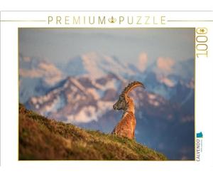 Puzzle · Bouquetin des Alpes | Bouquetin sur fond d'Alpes suisses · 1000 pièces · Format assemblé 64 × 48 cm · CALVENDO Puzzle