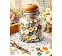 Puzzle Bouton Pot Fleur de 300 Pièces pour Adultes, Puzzles 300 pièces Adultes, Jigsaw Puzzle d'art pour Défi, Puzzles Coloré à Faire soi-même pour la Décoration de la Maison