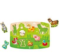 Puzzle boutons en bois - les animaux de la ferme