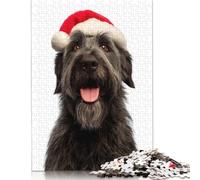 Puzzle Bouvier des Flandres avec Bonnet de Père Noël, Puzzle rectangulaire en Papier pour garçon ou Fille, 1 000 pièces (75 x 50 cm)