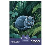 Puzzle British Shorthair 1000 Pièces en Carton pour Adultes Jeu ÉduChatif Jeu De Défi Puzzles Chat Jungle Cadeau Famille Home Decor 38x26cm/1000pcs