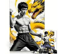 Puzzle Bruce Lee Dragon Art 1000 pièces Idéal pour Une réflexion Claire et Un Moment de détente Bords précis Cadeau de Noël Chic (38x26cm)