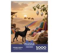 Puzzle Bull Terrier 1000 Pièces en Carton pour Adultes Jeu ÉduChatif Jeu De Défi Casse-tête Black Mini Chien Désert Cadeau Adulte Home Decor 70x50cm/1000pcs