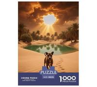 Puzzle Bull Terrier Miniature 1000 Pièces pour Adultes Et Enfants, Jeu Ludique Et Instructif, Casse-tête Chien Oasis Désert, Décoration Intérieure, Cadeau Anniversaire 38x26cm/1000pcs