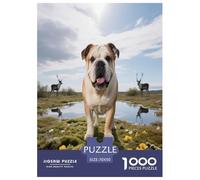 Puzzle Bulldog Anglais 1000 Pièces pour Adultes Et Enfants, Jeu Ludique Et Instructif, Puzzle Chien Prairie, DéCoration, Cadeau Enfant 70x50cm/1000pcs