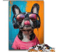 Puzzle Bulldog écoutant de la Musique pour Adultes et Adolescents, 2000 pièces, Jeu Stimulant, Chaque pièce est Unique - Jeu Familial Stimulant (70x100cm)