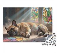 Puzzle Bulldog françaisge 1000 Pieces pour Adultes,Vitrail Un Jeu De Dexérité Très Difficile Puzzle Éducatif Et Stimulant l'art De La Décoration Moderne 1000pcs (75x50cm)