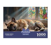 Puzzle Bulldog françaisge 1000 Pieces pour Adultes,Vitrail Un Jeu De Dexérité Très Difficile Puzzle Éducatif Et Stimulant Un Jeu Cadeau Original 70x50cm/1000pcs
