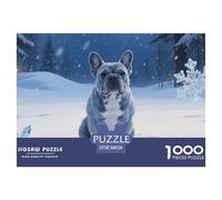 Puzzle Bulldog françaisge Composé De 1000 Pièces pour Adultes,Neige de Nuit d'hiver Un Jeu De Dexérité Très Difficile Puzzle D'intelligence 38x26cm/1000pcs