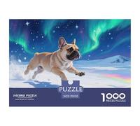 Puzzle Bulldog françaisge Qui Compte 1000 Pièces pour Adultes,Aurore boréale Snowfield Un Jeu De Dexérité Très Difficile Puzzle Éducatif Et Stimulant 70x50cm/1000pcs