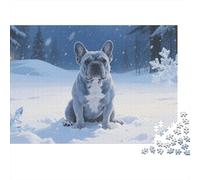 Puzzle Bulldog françaisge Qui Compte 1000 Pièces pour Adultes,Neige de Nuit d'hiver Un Jeu De Dexérité Très Difficile Puzzle D'intelligence 1000pcs (75x50cm)