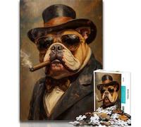 Puzzle Bulldog Fumeur 1000 pièces pour Adultes et Adolescents, Jouet éducatif et décompressant, Cadeau du Père Noël Secret 38x26cm