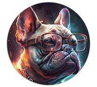 Puzzle Bulldog Néon 1000 pièces Puzzle Rond 1000 pièces Activités Amusantes à la Maison, Cadeau d'anniversaire, Cadeaux de Voyage 67,5 x 67,5 cm