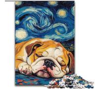 Puzzle Bulldog Night Sky pour Adolescents 1000 pièces, pour Les 14 Ans et Plus, décoration Murale, Cadeaux Uniques pour Anniversaire et Noël (26x38cm)