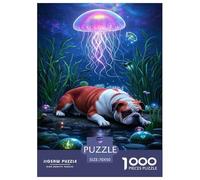 Puzzle Bulldog Qui Compte 1000 Pièces pour Adultes,Glowing Méduse Un Jeu De Dexérité Très Difficile Puzzle Éducatif Aux Défis l'art De La Décoration Moderne 70x50cm/1000pcs