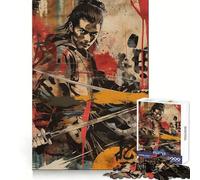 Puzzle Bushido Guerrier Japonais pour Adolescents 1000 Pièces Défi Intelligent Passe-Temps Détendu Idée Cadeau de Noël (50x75cm)