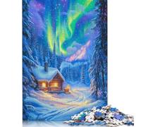 Puzzle Cabane au Pays des Merveilles Hivernal, Jouets de Décompression, Puzzle en Carton 100% Recyclé pour Adultes et Ados, Cadeaux de Noël, 1000 pièces (75 x 50 cm)