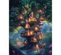 Puzzle Cabane dans Les Arbres de Conte de fées de 500 Pièces pour Adultes, Puzzles 500 pièces Adultes, Jigsaw Puzzle d'art pour Défi, Puzzles Coloré à Faire soi-même pour la Décoration de la Maison