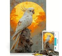 Puzzle Cacatoès Blanc au Coucher du Soleil pour Adultes,1000 pièces,Jeu de Concentration,découpe de précision,Bords Lisses,défi Amusant pour Passer Le Temps (50x75cm)