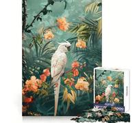 Puzzle Cacatoès Blanc dans Un Paradis Tropical pour Adolescents, 1000 Pièces, Exercice de Logique, Temps de Détente Calme, Bords Nets, (38x52cm)