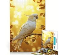 Puzzle Cacatoès Blanc dans Une Lumière Dorée 1000 Pièces Faciles à Reconstituer Jeu Amusant sans Bavures Pièces Nettement Découpées Portable et Pratique pour Les Voyages (50x75cm)
