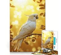 Puzzle Cacatoès Blanc dans Une Lumière Dorée 1000 Pièces Jeu de Concentration Mentale Découpe de Précision Bords Lisses Jeu de Création de Liens Significatifs (38x52cm)