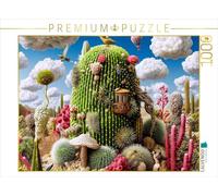 Puzzle · Cactus avec Visite d'oiseaux | Céleste de verdure · un cactus qui voit loin · 1000 pièces · Format assemblé 64 × 48 cm · CALVENDO Puzzle