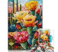 Puzzle Cactus Vitrail 1000 pièces pour Adultes et Adolescents, Aide Le Cerveau à exercer des Jouets addictifs pour cultiver la Patience, Excellent Cadeau 50x75cm