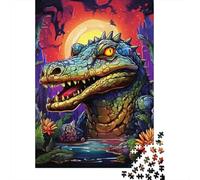Puzzle Cadeau Animaux Crocodiles du Nil 500 pièces Puzzles pour Adultes Puzzle en Bois pour Adultes et décoration d'intérieur 500 pièces (52 x 38 cm)