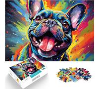 Puzzle Cadeau Bouledogue français psychédélique coloré 1000 pièces Puzzles pour Adultes Puzzles en Bois Puzzles de décoration de la Maison (50x75 cm)