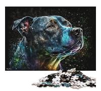 Puzzle Cadeau Chien Staffordshire Bull Terrier Puzzle 1000 Pièces Puzzle en Carton pour Enfants à partir de 12 Ans Cadeau d'anniversaire, Cadeaux pour Adultes (Taille 38 * 26cm)
