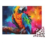 Puzzle Cadeau de Vacances 1000 pièces Oiseau Ara coloré Adultes, Perroquet Plumes Arc-en-Ciel Vibrant Art Premium épais Robuste Haute qualité Stimulant Anti-Stress 52x38cm