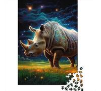 Puzzle Cadeau Galaxy Rhinocéros 500 pièces Puzzles pour Adultes Puzzle en Bois pour Adultes et décoration d'intérieur 500 pièces (52 x 38 cm)