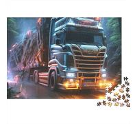 Puzzle Cadeau Saint-Valentin 1000 pièces Camion Nuit - Camion Lumineux en forêt Sombre, Premium Robuste, qualité, Vibrant, défi, Relaxant 52x38cm/1000pcs
