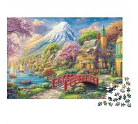 Puzzle Cadeau Saint-Valentin Scène Paris 1000 Pièces pour Adultes Mont Fuji Village Cerisiers en Fleurs Rivière Premium Épais Robuste Haute Qualité Vibrant Difficile Anti-Stress 52x38cm