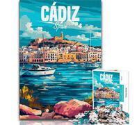 Puzzle Cadix Espagne pour Adultes 1000 pièces, Jeu Stimulant et décoration Murale familiale, Cadeaux d'anniversaire et de Noël Uniques 75x50cm