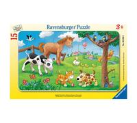 Puzzle Cadre 15 Pièces Animaux Affectueux - Idéal pour les Enfants à Partir de 3 Ans
