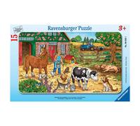 Puzzle cadre 15 pièces - La vie à la ferme pour enfants dès 3 ans