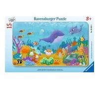 Ravensburger - Puzzle Enfants - Cadre 15 pièces - Petits Animaux sous l'eau - Fille ou garçon dès 3 Ans - Puzzle de qualité supérieure - Carton épais et résistant - Monde sous-Marin - 05632
