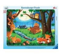 Puzzle cadre 30-48 pieces Les petits animaux s'endorment Bleu G