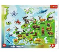 Puzzle Cadre - Carte D'europe Des Animaux - 25 Pièces