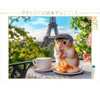 Puzzle · Café, Croissant & Chérie | Un hamster mignon en voyage · 1000 pièces · Format assemblé 64 × 48 cm · CALVENDO Puzzle