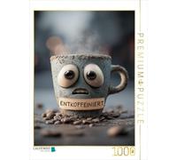 Puzzle · Café décaféiné avec Regard de Panique | Motif amusant pour les amateurs de caféine · Une tasse décalée… · 1000 pièces · Format assemblé 64 × 48 cm · CALVENDO Puzzle