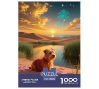 Puzzle Cairn Terrier 1000 Pièces en Carton pour Adultes Jeu ÉduChatif Jeu De Défi Casse-tête Chien Désert Cadeau Anniversaire Décoration Intérieure 38x26cm/1000pcs