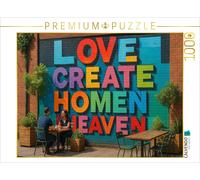 Puzzle CALVENDO Café de rue avec message - Mural sur un mur | 1000 pièces, forma